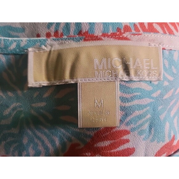 Michael Kors Blouse Women's Medium Colorful Pullover Side Tie Waist Blouse - Picture 4 of 4